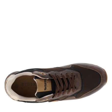 Sneakers brunes à talon plat avec des lacets avec patch côté externe - Image 4