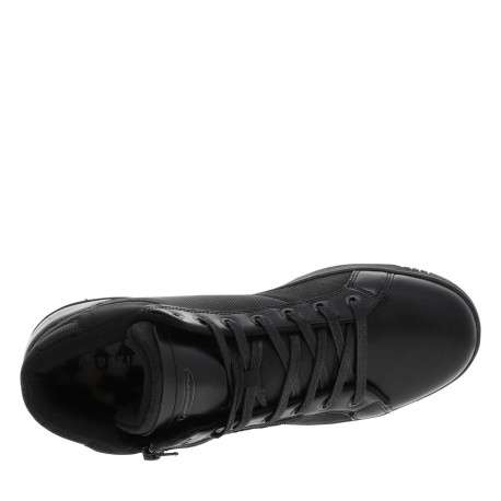 Baskets noires à talon plat avec des lacets et un zip latéral - Image 4