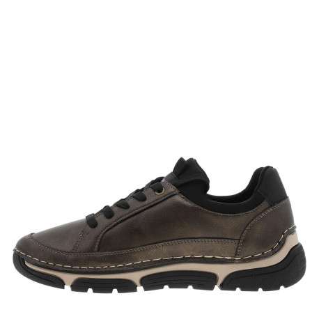 Baskets running bronze à talon plat avec des lacets plats et un zip décoratif