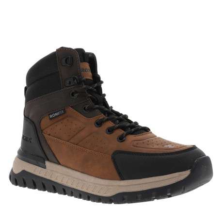 Baskets cognac à talon plat avec un zip et des lacets ronds - Image 3