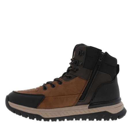 Baskets cognac à talon plat avec un zip et des lacets ronds