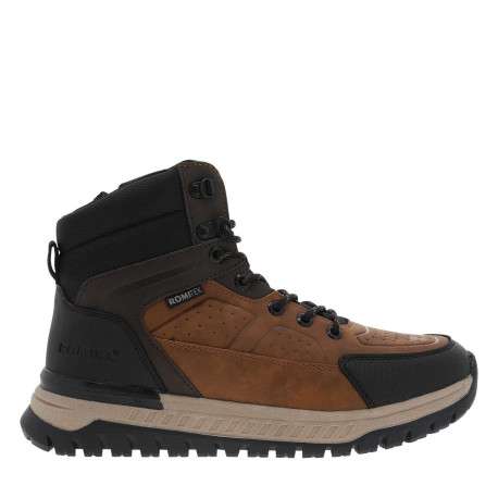 Baskets cognac à talon plat avec un zip et des lacets ronds - Image 2