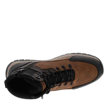 Baskets cognac à talon plat avec un zip et des lacets ronds - Image 4