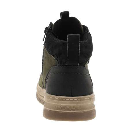 Baskets en cuir kaki à talon plat avec des lacets et un zip latéral - Image 6