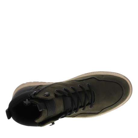 Baskets en cuir kaki à talon plat avec des lacets et un zip latéral - Image 4