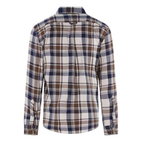 Chemise en coton écrue à carreaux avec une coupe droite et un col à rabats - Image 2