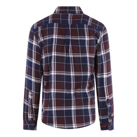 Chemise en coton bordeaux carreaux avec une coupe droite et un col à rabats - Image 2
