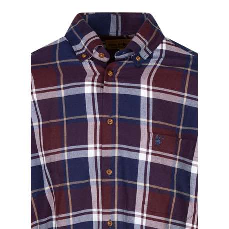 Chemise en coton bordeaux carreaux avec une coupe droite et un col à rabats - Image 3