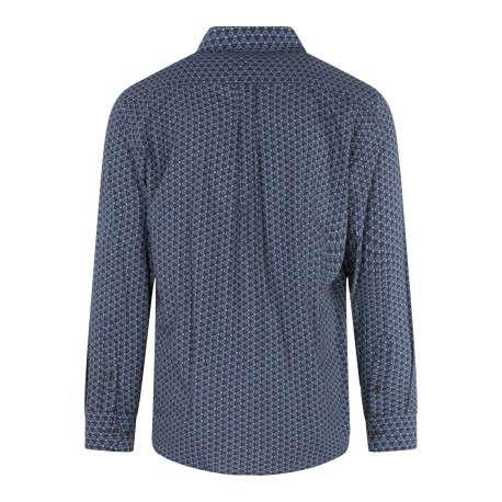 Chemise en coton marine fleuri avec une coupe regular fit et un col boutonné - Image 2
