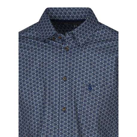 Chemise en coton marine fleuri avec une coupe regular fit et un col boutonné - Image 3