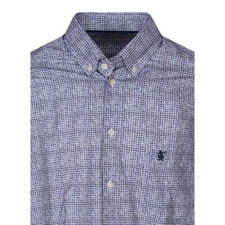 Chemise en coton blanche et marine fleuri avec une coupe regular fit - Image 3