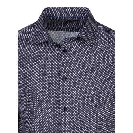 Chemise en coton marine à motifs imprimés avec une coupe ajustée - Image 3