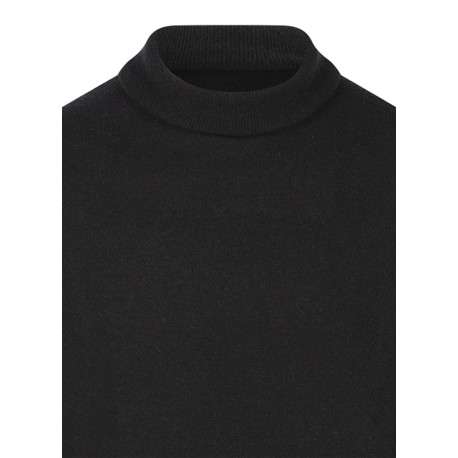 Pull laine cachemire noir uni avec une coupe droite et un col roulé - Image 3