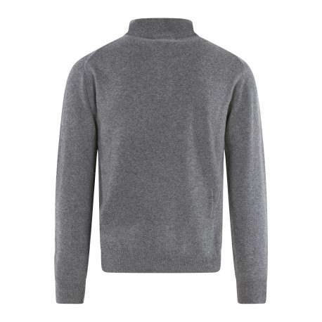 Pull laine cachemire gris uni avec un col camionneur et des manches longues - Image 2