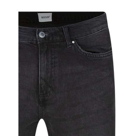 Jean en coton anthracite délavé avec une coupe droite et des rivets argentés - Image 3