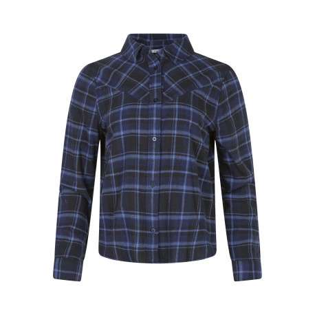 Chemisier blouse en coton marine à carreaux avec une coupe ajustée