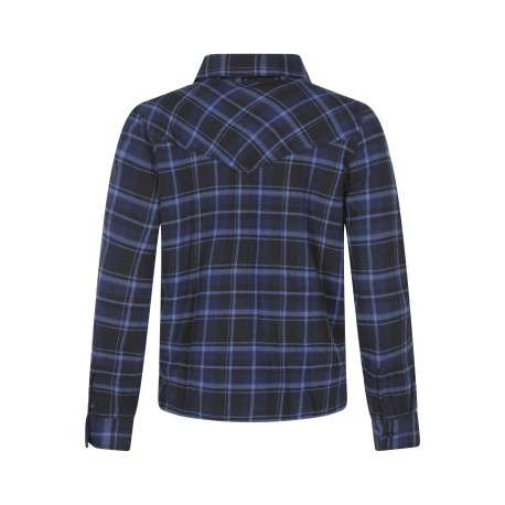 Chemisier blouse en coton marine à carreaux avec une coupe ajustée - Image 2