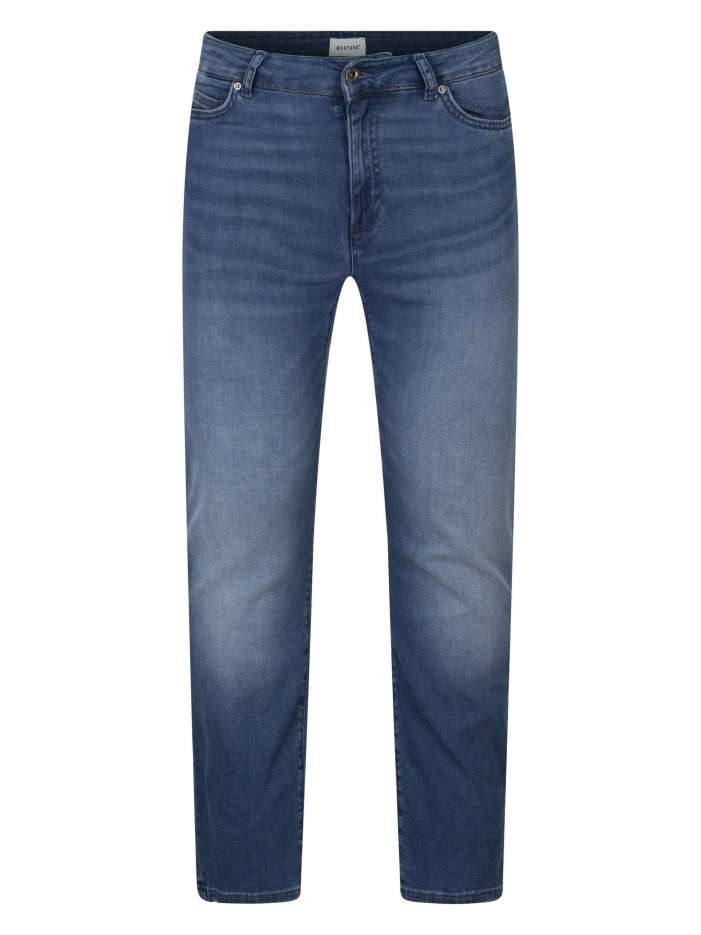 Jean en coton bleu uni avec...