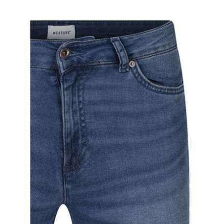 Jean en coton bleu uni avec une coupe bootcut et une fermeture zippée - Image 3