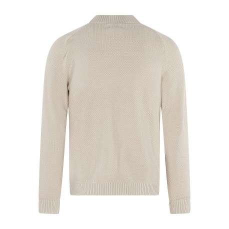 Pull en coton beige uni avec une coupe ajustée et un col montant - Image 2