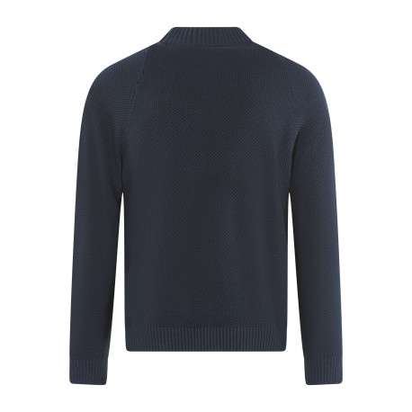 Pull en coton marine uni avec une coupe ajustée et un col montant - Image 2