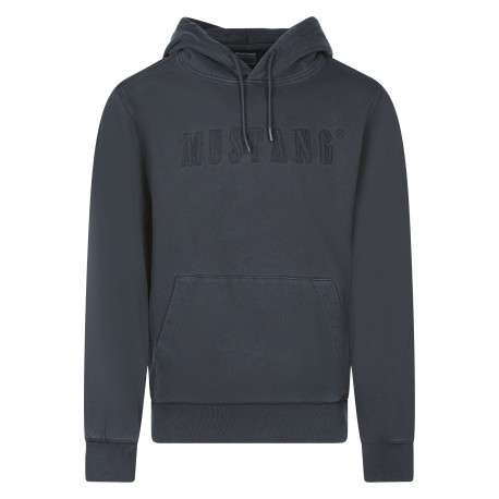 Sweat en coton noir uni avec une coupe droite et un col à capuche