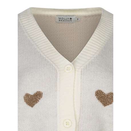Gilet écru en maille tricotée avec une coupe droite et un col v - Image 3