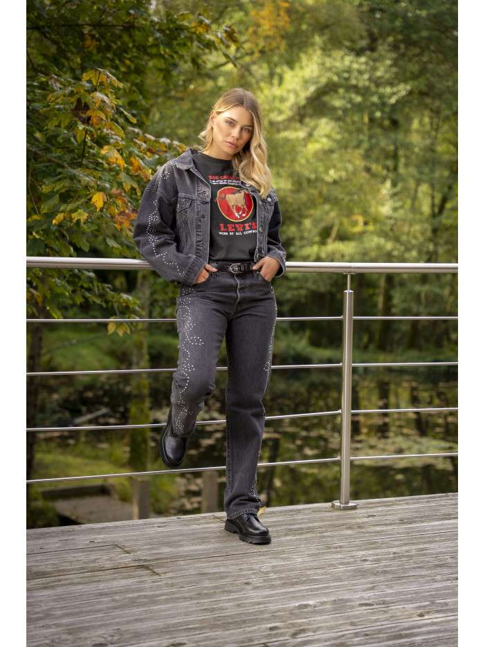 T-shirt en coton noir à...