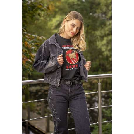 T-shirt en coton noir à imprimé fantaisie avec des manches courtes - Image 2