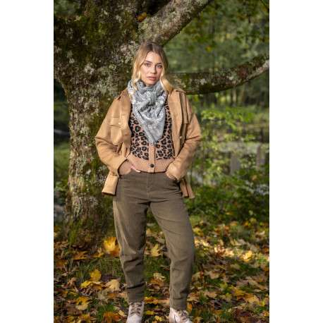 Veste camel unie pourvue d'un col à rabats et de manches longues