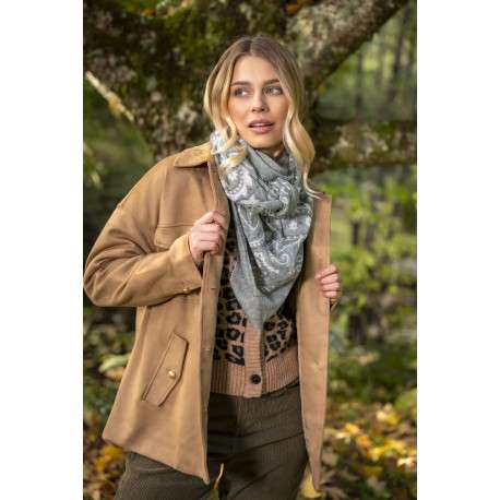 Veste camel unie pourvue d'un col à rabats et de manches longues - Image 2