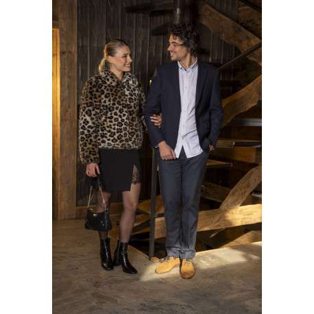 Veste de costume en laine mélangée bleue marine unie à coupe ajustée