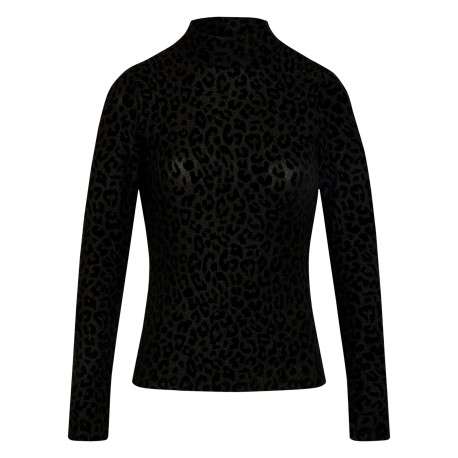 Pull noir uni coupe ajustée avec un col montant et des manches longues