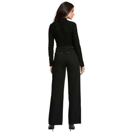Pull noir uni coupe ajustée avec un col montant et des manches longues - Image 3