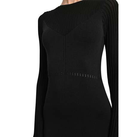 Robe courte noire maille fine avec une coupe moulante et un col rond - Image 5