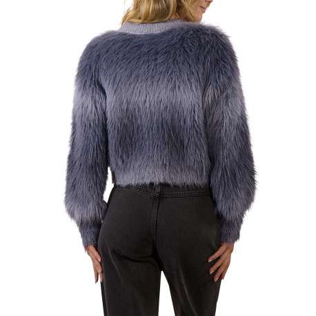 Pull dégradé bleu et gris avec une coupe courte et un col rond - Image 2