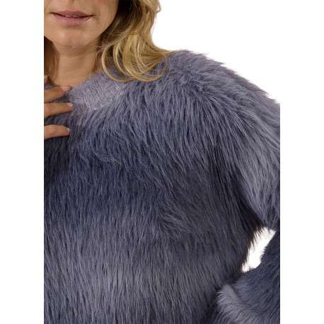 Pull dégradé bleu et gris avec une coupe courte et un col rond - Image 5