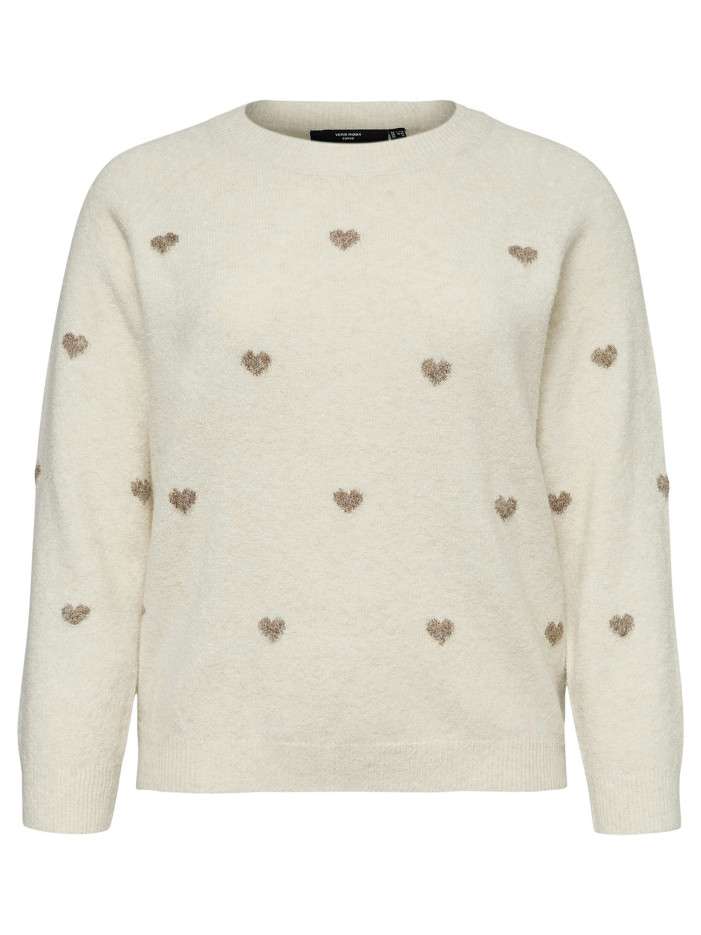 Pull beige motifs coeur...