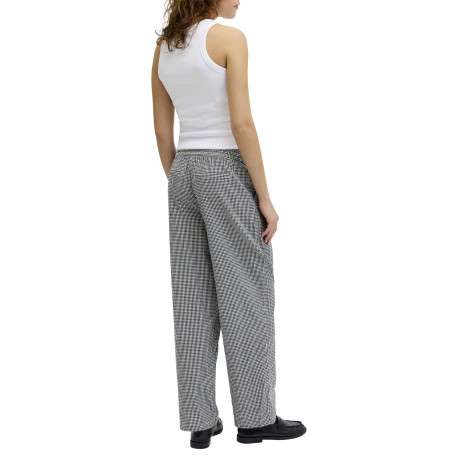 Pantalon Chino en coton biologique noir à carreaux pourvu d'une coupe droite - Image 3