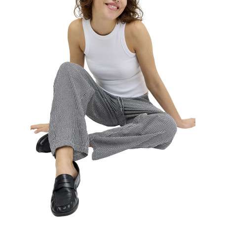Pantalon Chino en coton biologique noir à carreaux pourvu d'une coupe droite - Image 4