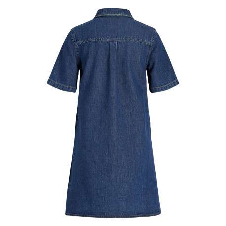 Robe courte Amara en coton bleue pourvue d'un col chemise boutonné - Image 2