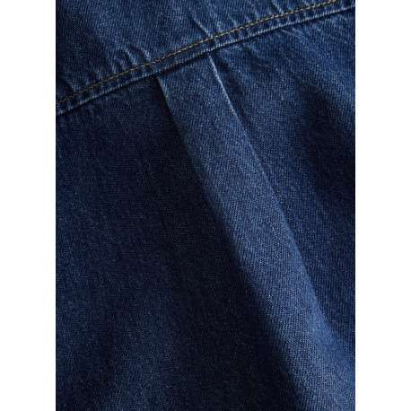 Robe courte Amara en coton bleue pourvue d'un col chemise boutonné - Image 4