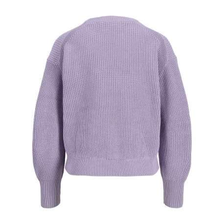 Pull en coton biologique violet pourvu d'un col rond et de manches longues - Image 2