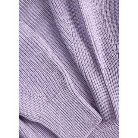 Pull en coton biologique violet pourvu d'un col rond et de manches longues - Image 3