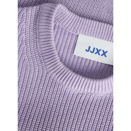 Pull en coton biologique violet pourvu d'un col rond et de manches longues - Image 4
