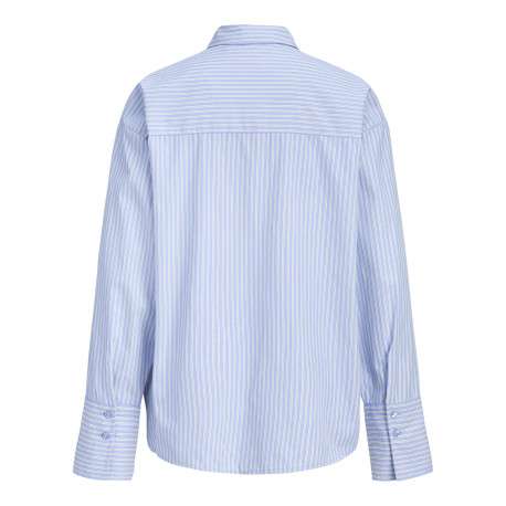Chemisier bleu à rayures coupe droite pourvu d'un col chemise - Image 2