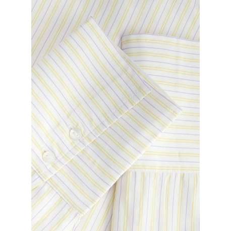 Chemisier jaune à rayures coupe droite pourvu d'un col chemise - Image 3
