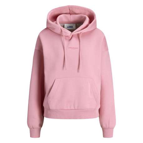 Sweat en coton rose pourvu d'un coupe droite et d'un col à capuche