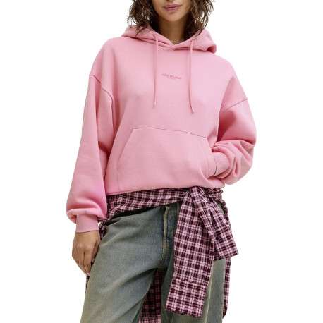 Sweat en coton rose pourvu d'un coupe droite et d'un col à capuche - Image 3