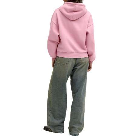Sweat en coton rose pourvu d'un coupe droite et d'un col à capuche - Image 4